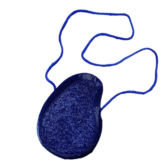 Vintage Royal Blue Génie Evening Beaded Bag - Picture 1 of 6